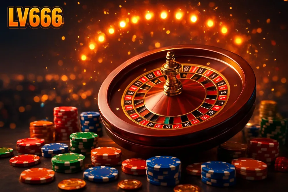 LV666 casino โ roulette wheel spinning above city rooftop lights LV666 casino โ roulette wheel spinning above city rooftop lights