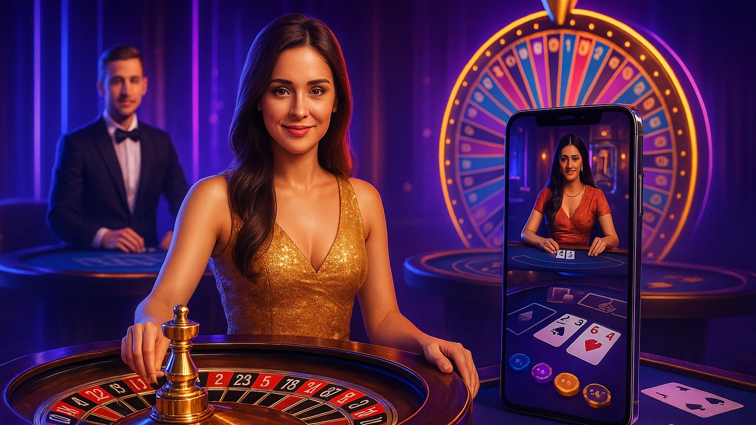 Live dealer at a roulette table in the LV666 live casino