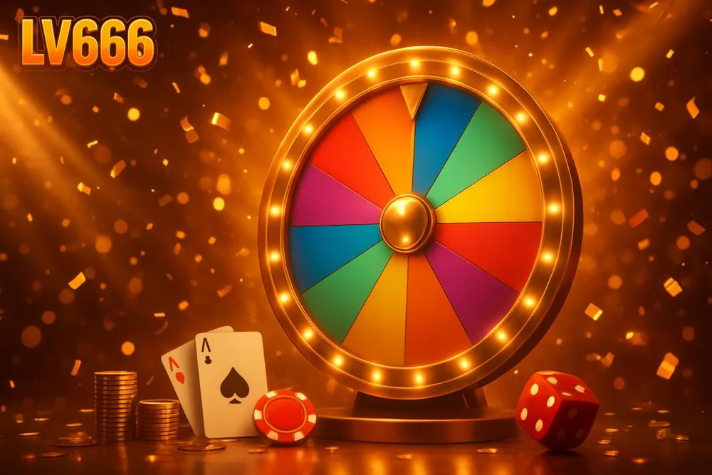 LV666 slots โ glowing wheel of fortune amid falling confetti LV666 slots โ glowing wheel of fortune amid falling confetti